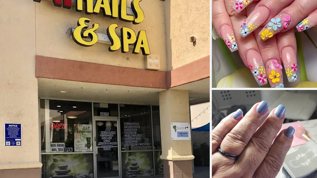 Manicured nails with glossy polish on display.